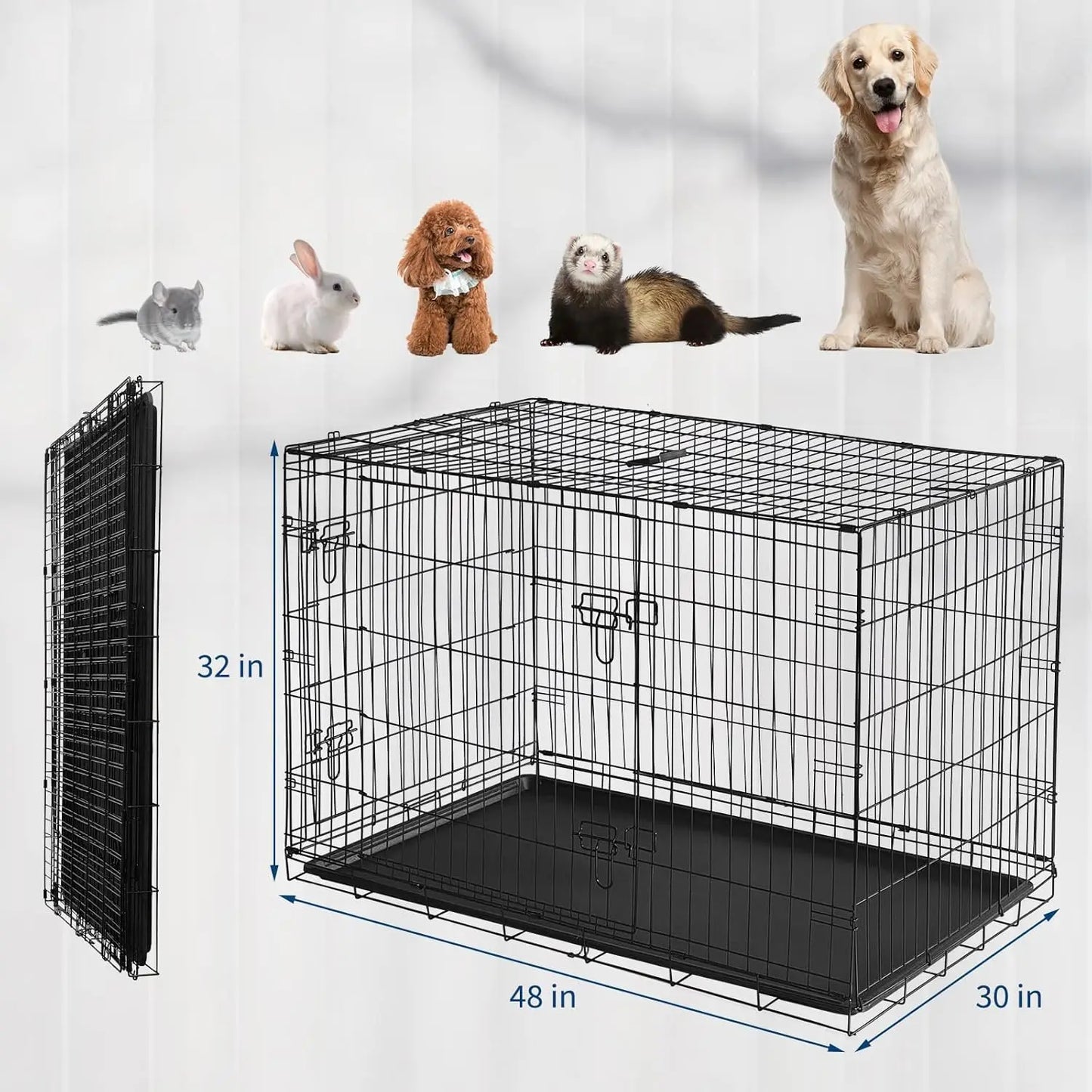 HiMISS Rabbit Cage Portable Folding Carrier With Slide Out Tray