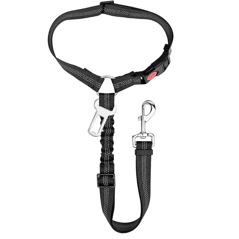 Reflective 2-In-1 Dog Car Seat Belt Restraint With Headrest Clip