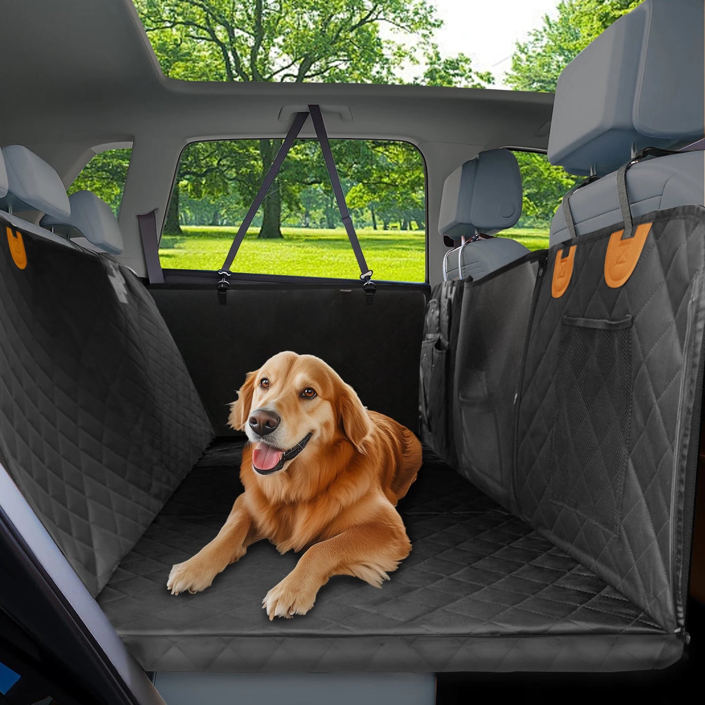 Borwart Waterproof Back Seat Extender Dog Car Cover With Storage
