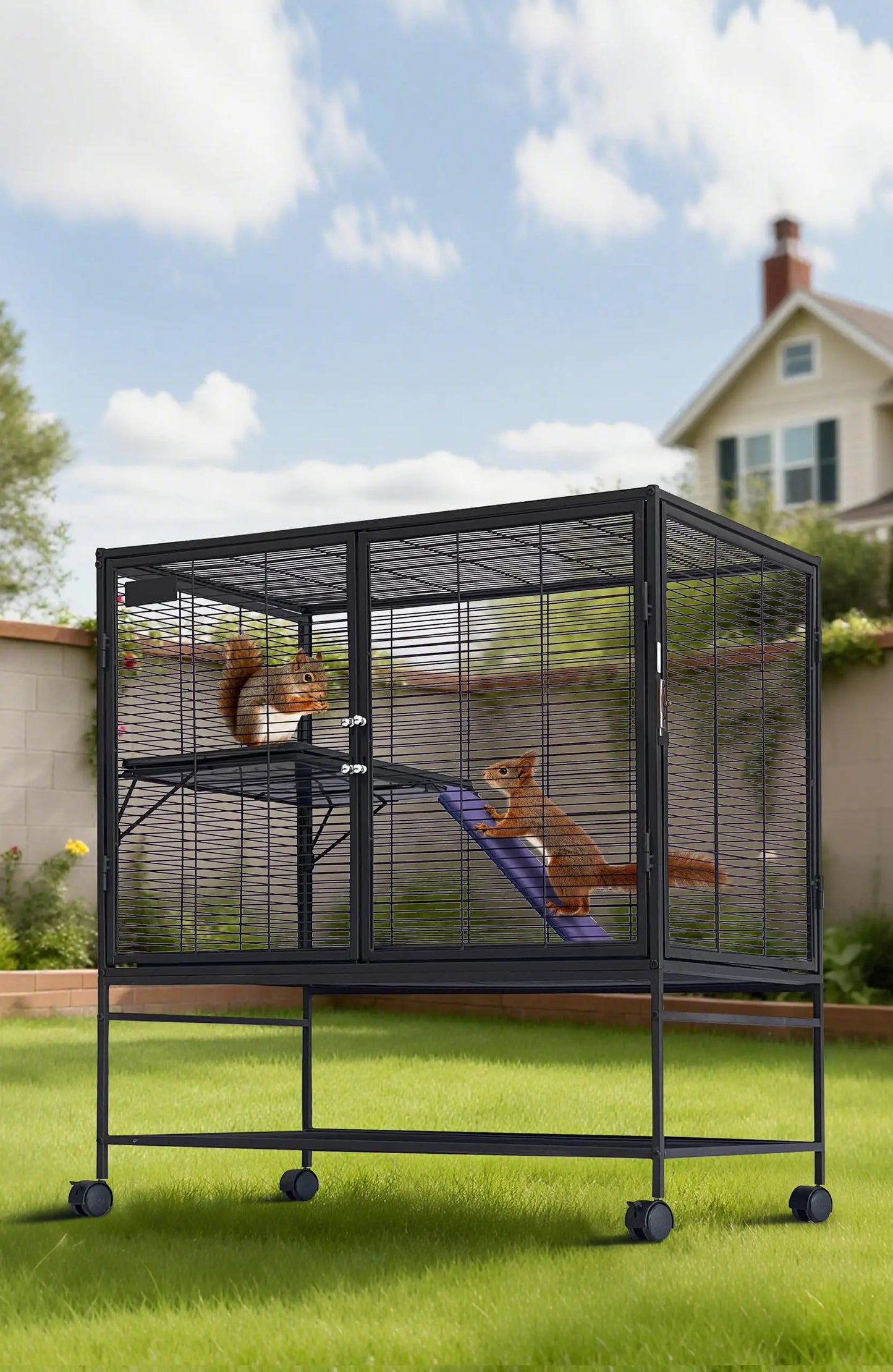 HiMISS Large Multi-Level Small Animal Cage With Ramp And Tray
