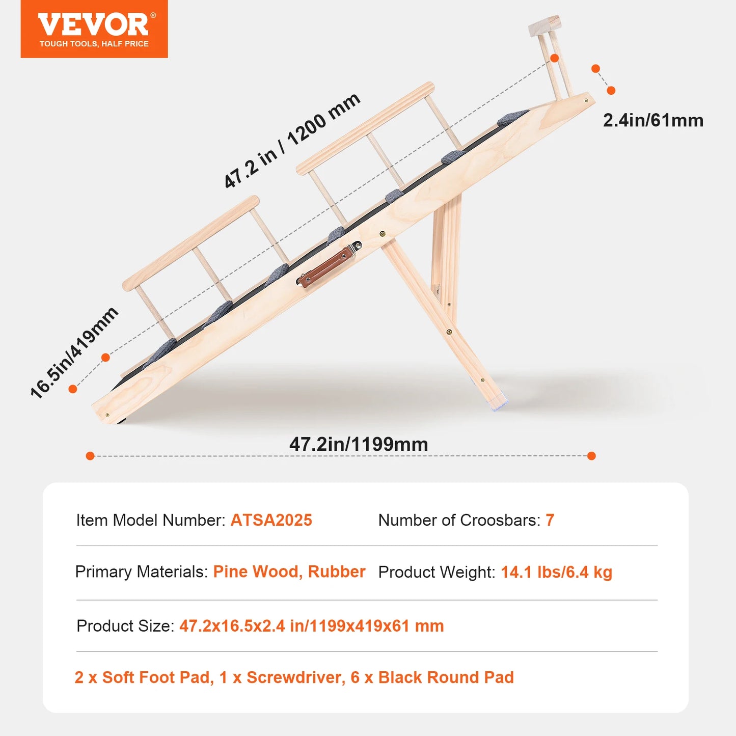 SucceBuy Adjustable Wooden Folding Pet Ramp For Stairs