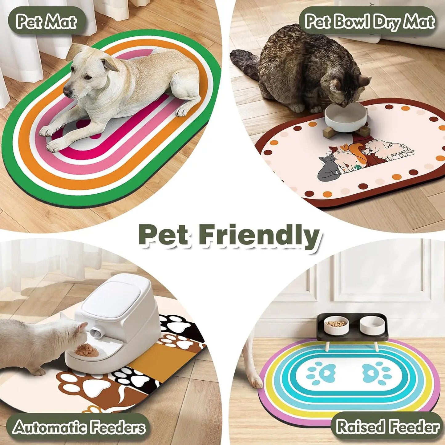 Absorbent Dog Feeding Mat Non-Slip Rubber Base Quick Dry