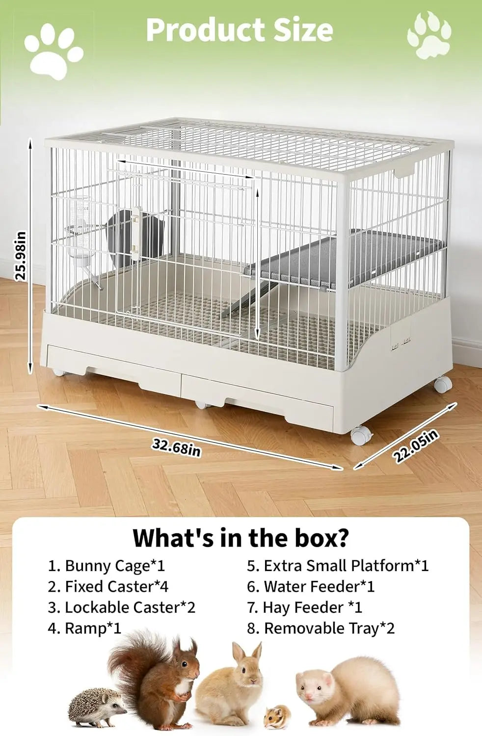 Himiss Spacious Large Rabbit Hutch With Removable Trays