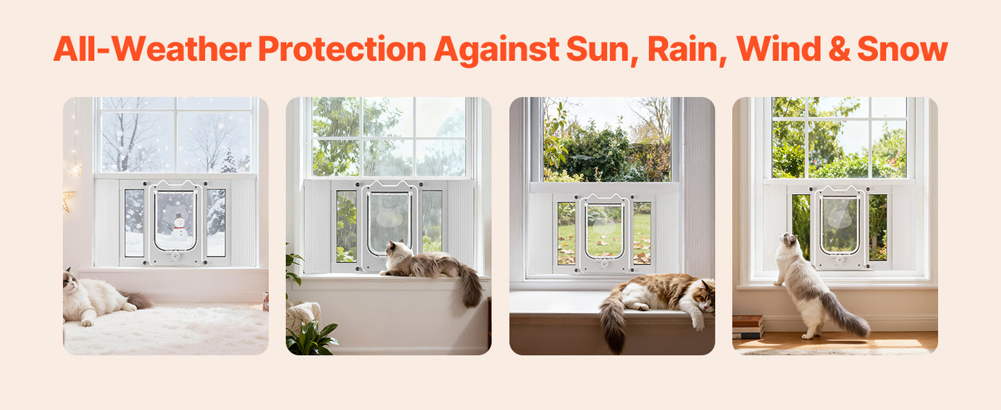 SucceBuy Adjustable Window Cat Door With Magnetic Closure