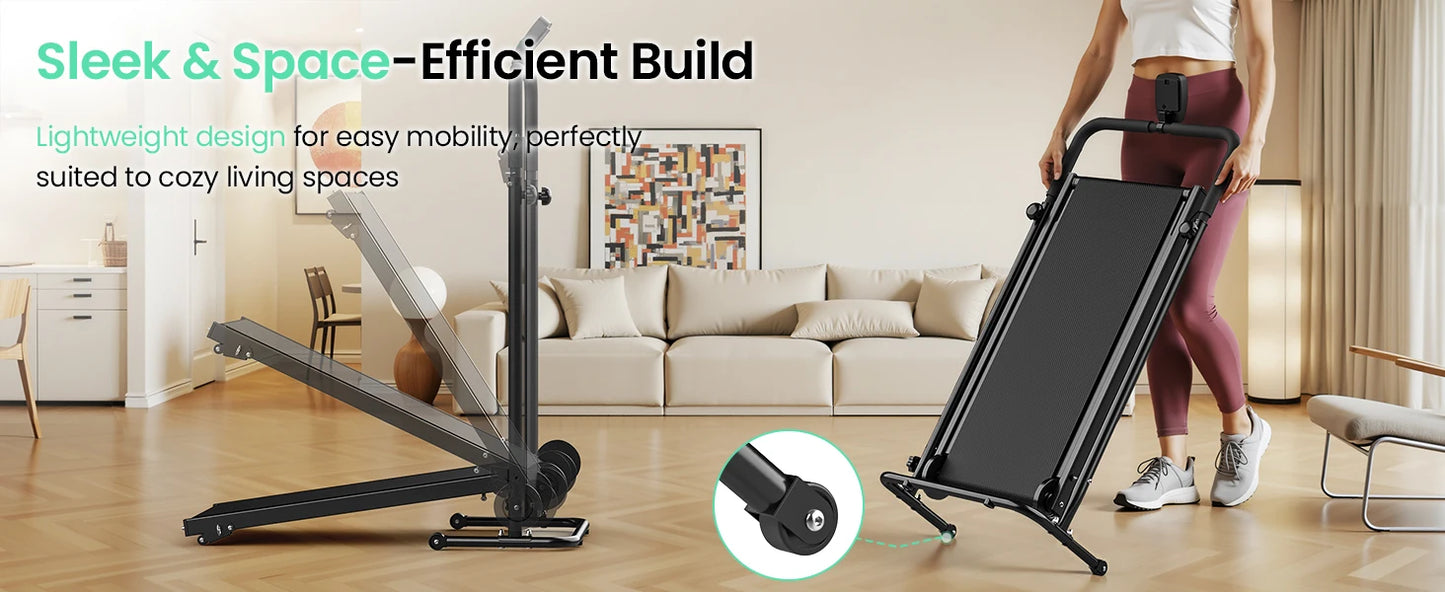 AKLUER Non Electric Treadmill With Dual Flywheels And LCD Monitor