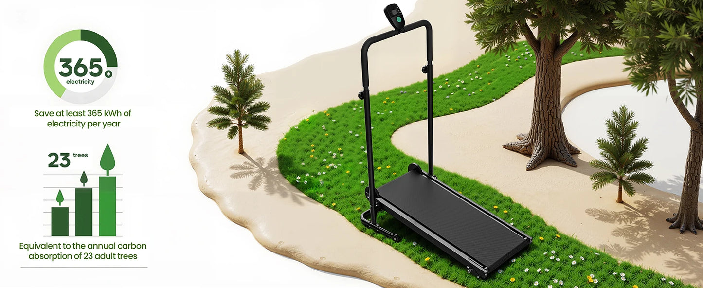AKLUER Non Electric Treadmill With Dual Flywheels And LCD Monitor