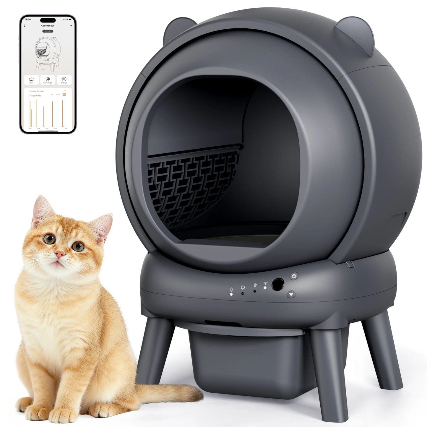 Self Cleaning Litter Box With Infrared Sensors For Multi Cats