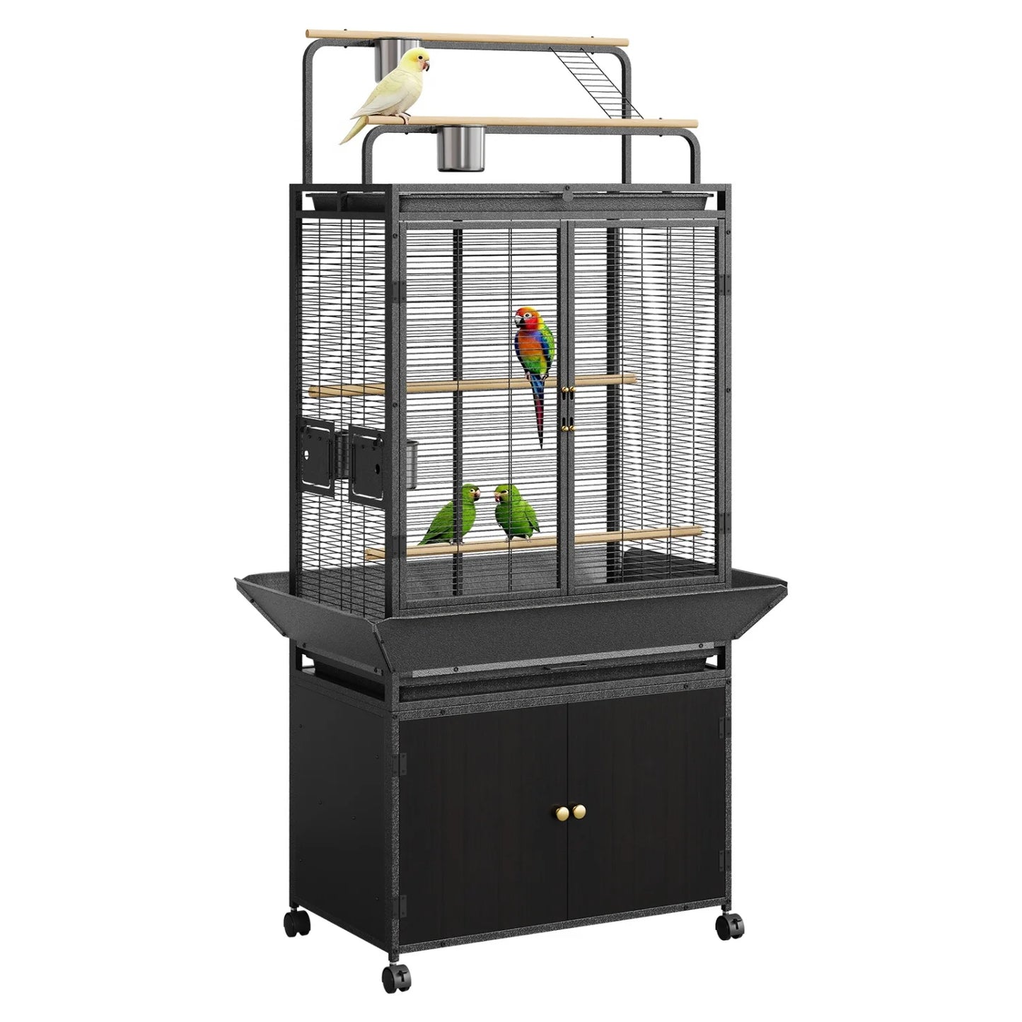 HiMISS Extra Large Corner Bird Cage With Play Top And Storage