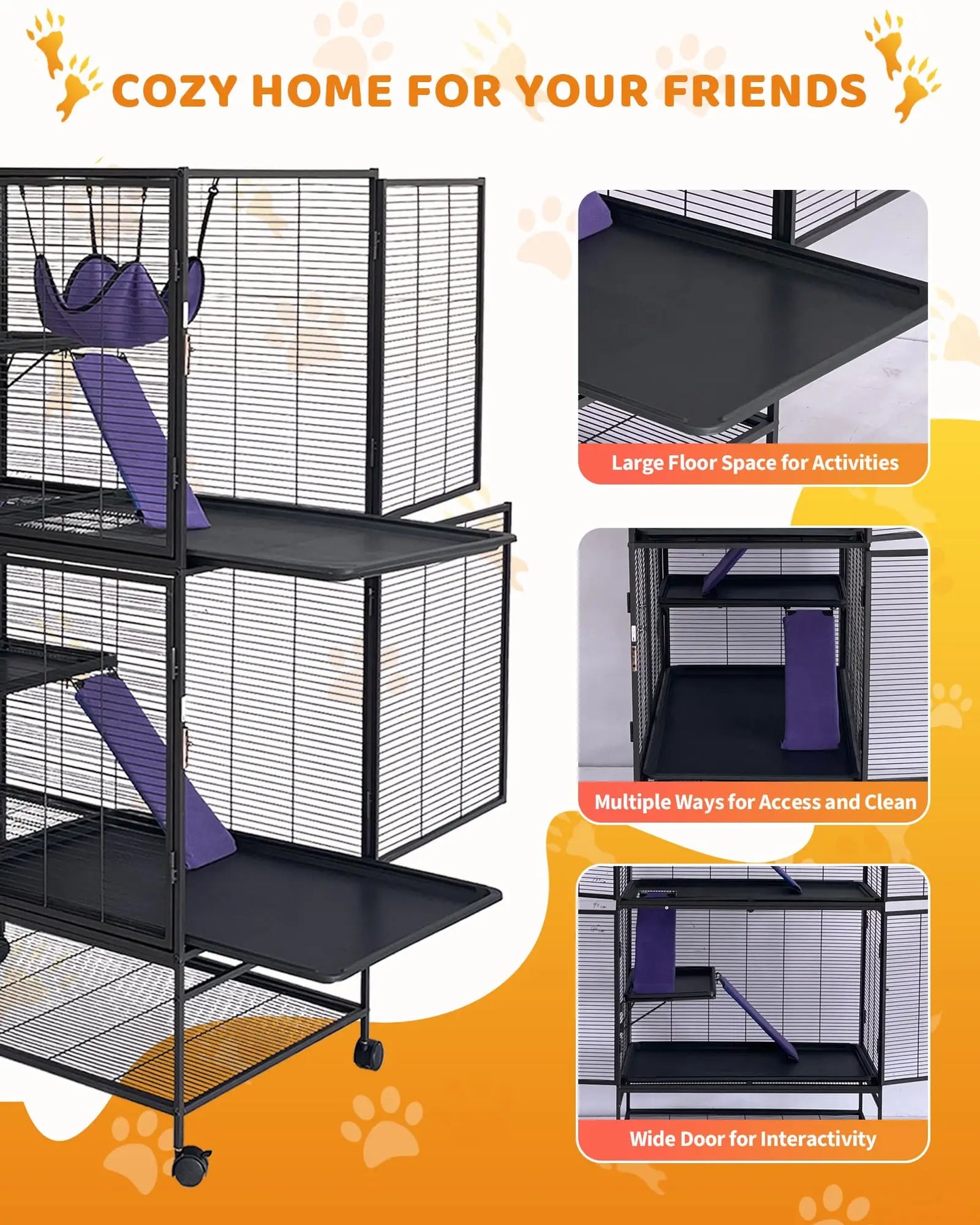 HiMISS Metal Small Animal Cage With Ramp And Multi Level