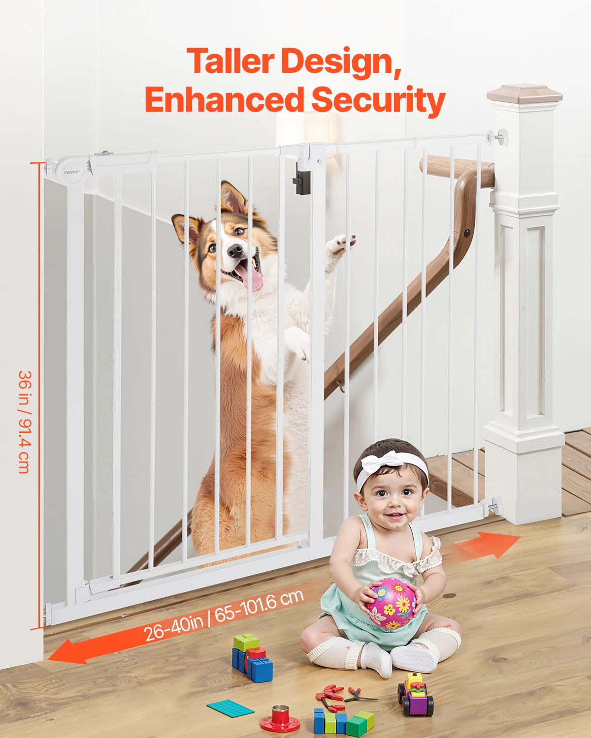 SucceBuy Baby Gate Pressure Mounted Walk Through Pet Safety Gate