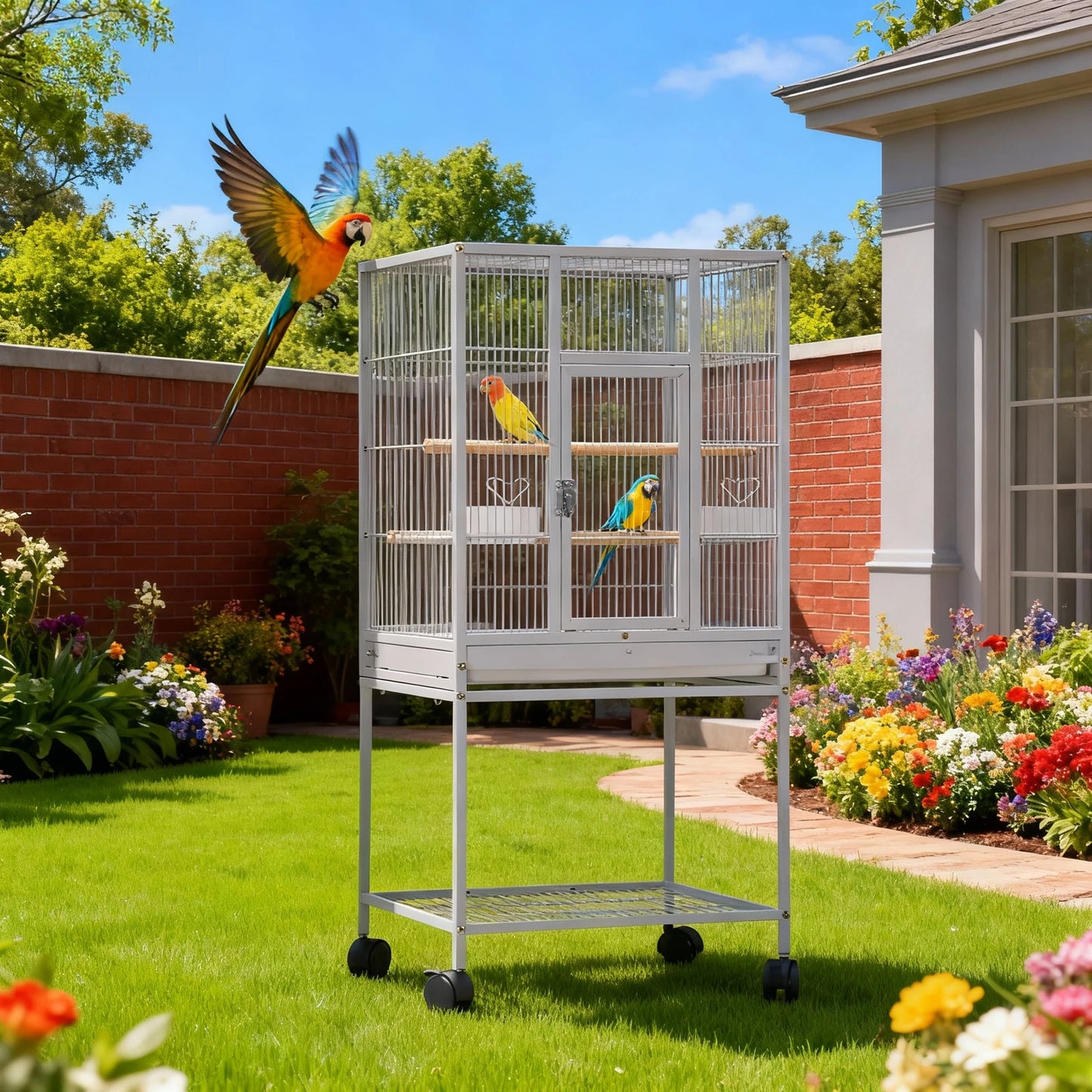 Small Animal Cage 53.5 Inch Metal With Wheels