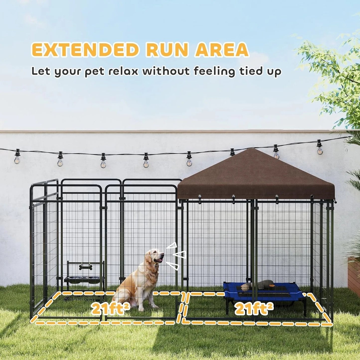 XIUWO Waterproof Outdoor Dog Kennel With Chain Link Fence Lock