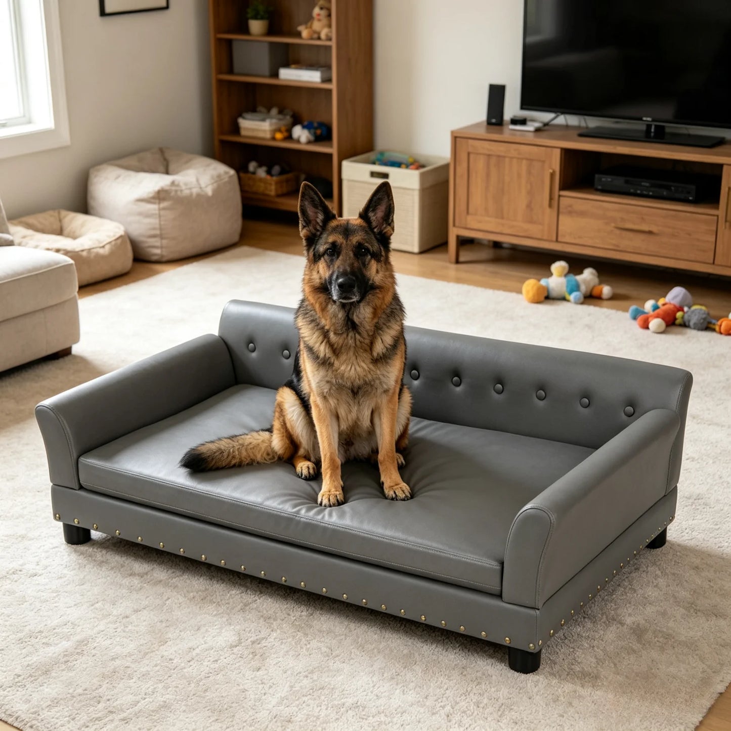 Bingopaw Elevated Microfiber Leather Sofa Bed
