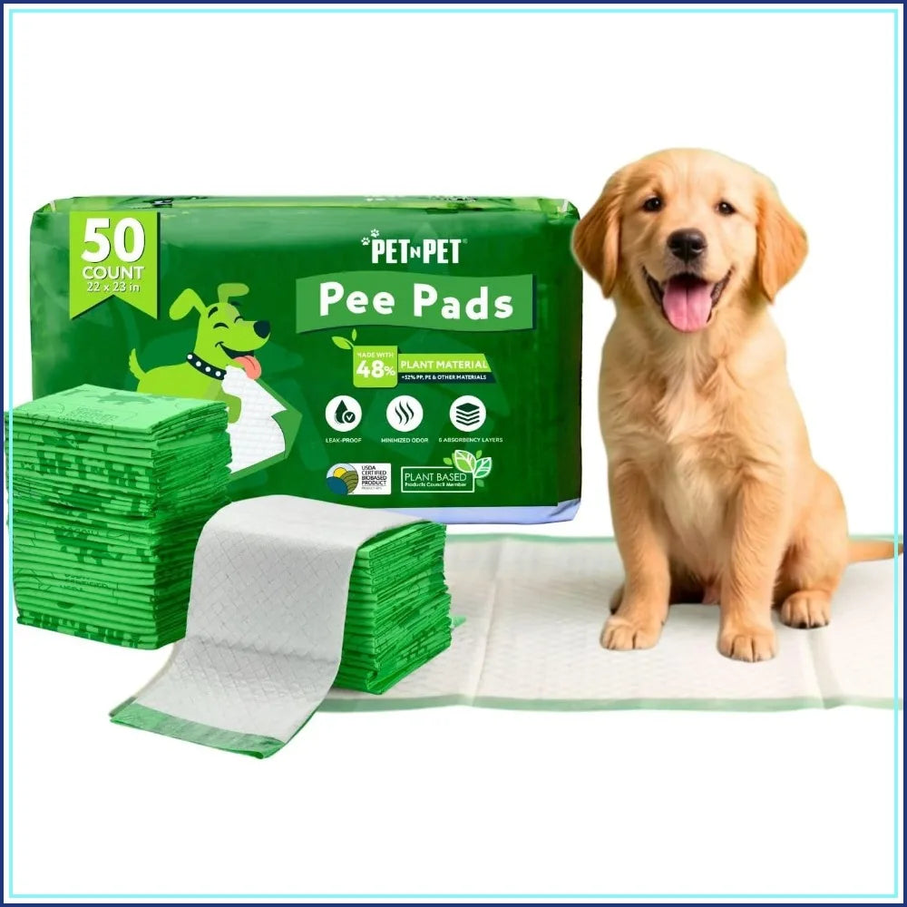 Unscented Puppy Training Pads 50 Count High Absorbency Plant Based