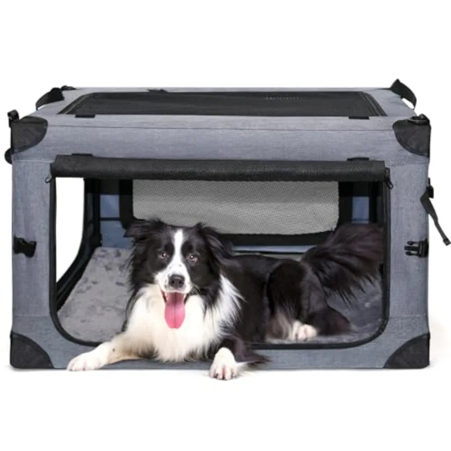 Collapsible 4 Door Large Soft Sided Dog Crate Kennel
