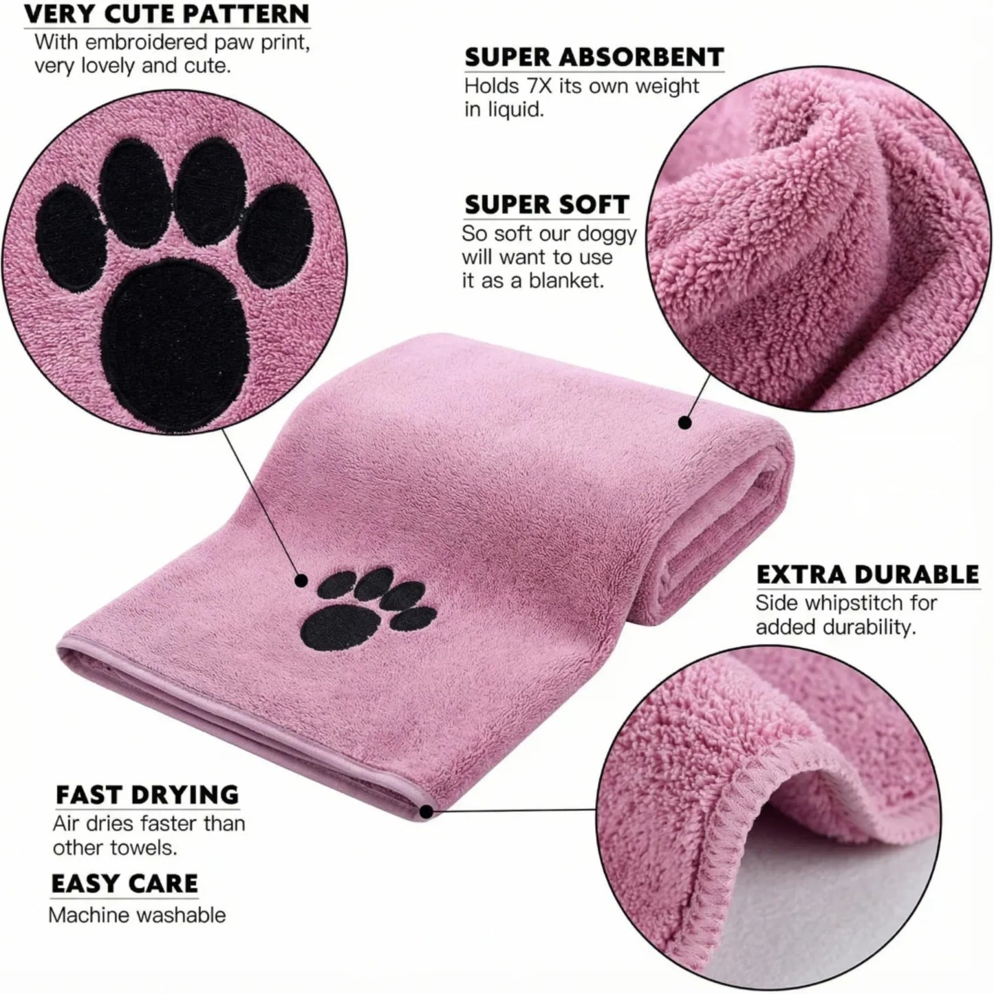 Extra Large Pet Bath Towel Microfiber Quick Dry for Dogs and Cats