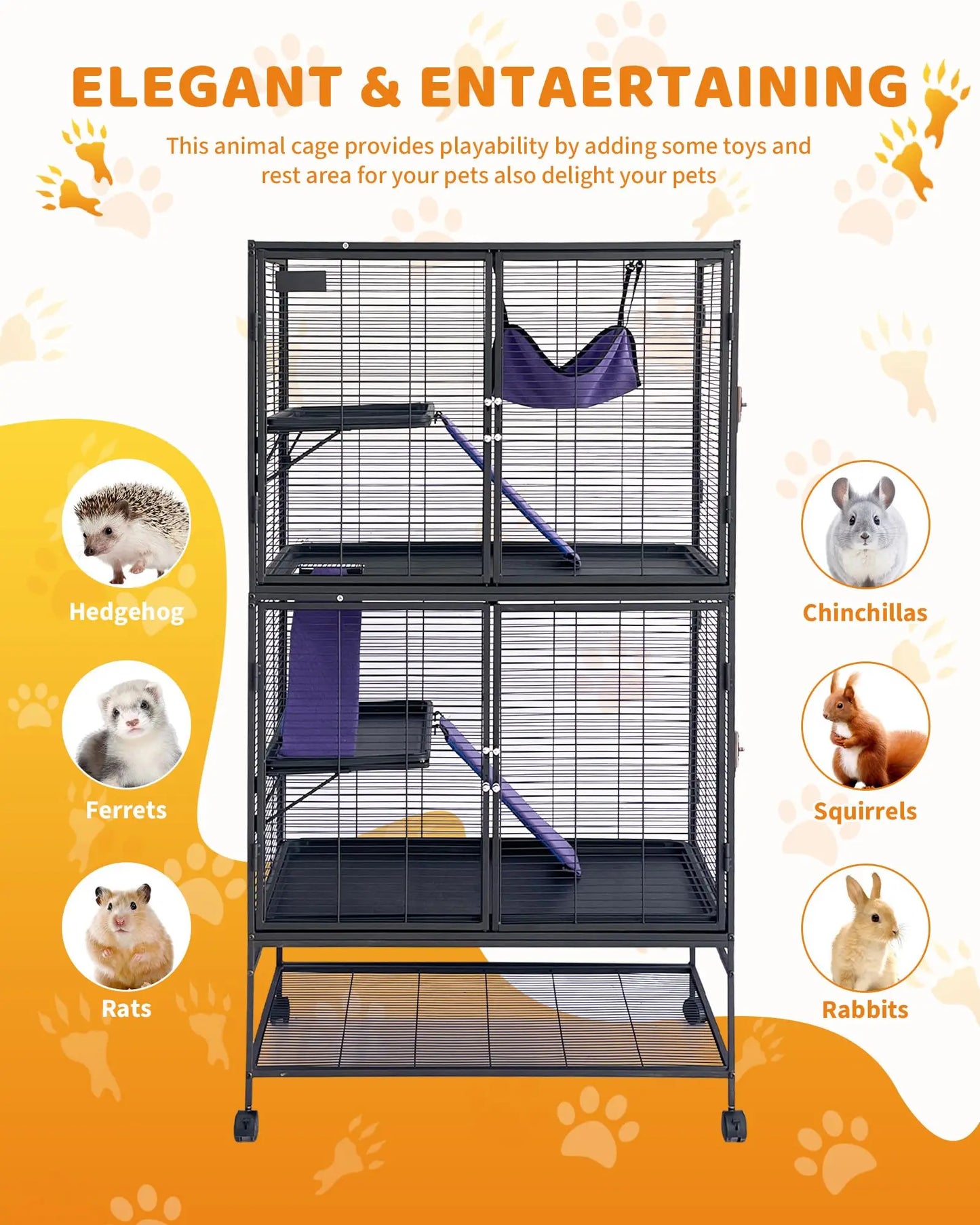 HiMISS Metal Small Animal Cage With Ramp And Multi Level