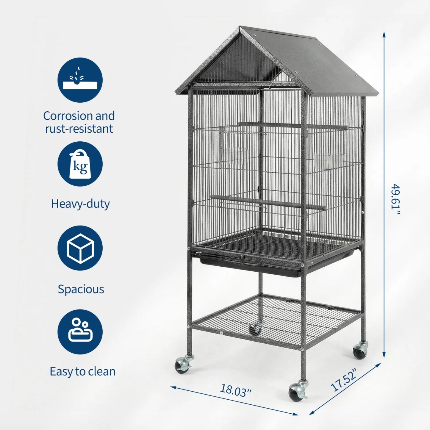 Himiss 50 Inch Parakeet Bird Cage With Stand And Roof