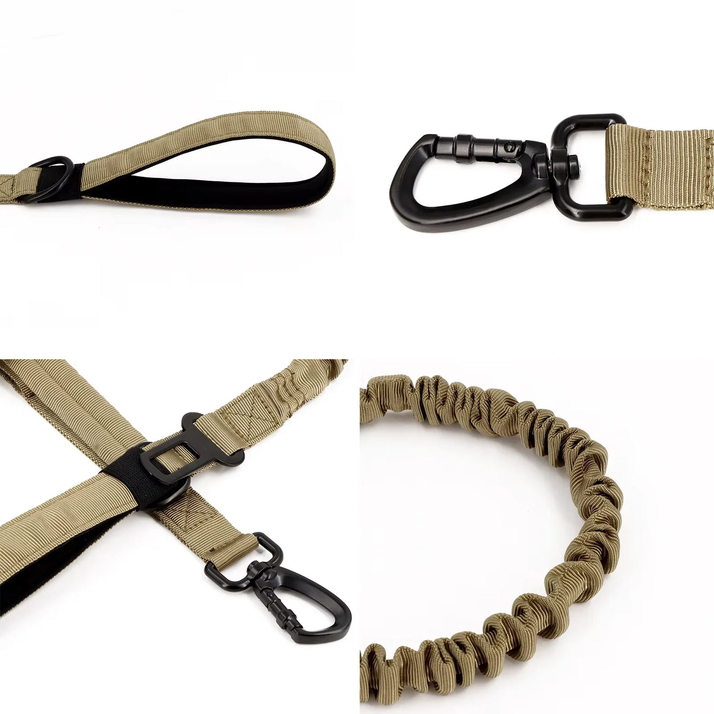 Nylon Adjustable Military Dog Leash With 2 Handles