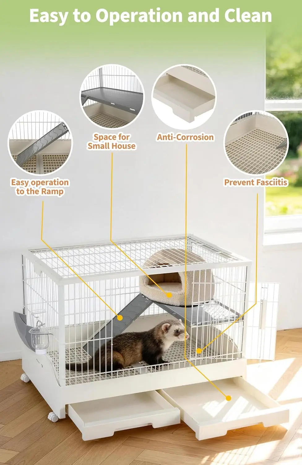 Himiss Spacious Large Rabbit Hutch With Removable Trays