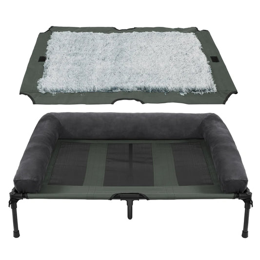 BORWART CN Outdoor Raised Dog Bed With Cooling Breathable Mat And Plush Mat