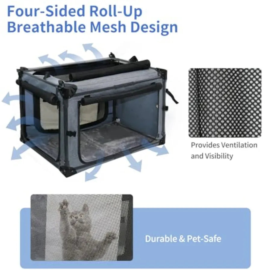 Collapsible 4 Door Large Soft Sided Dog Crate Kennel