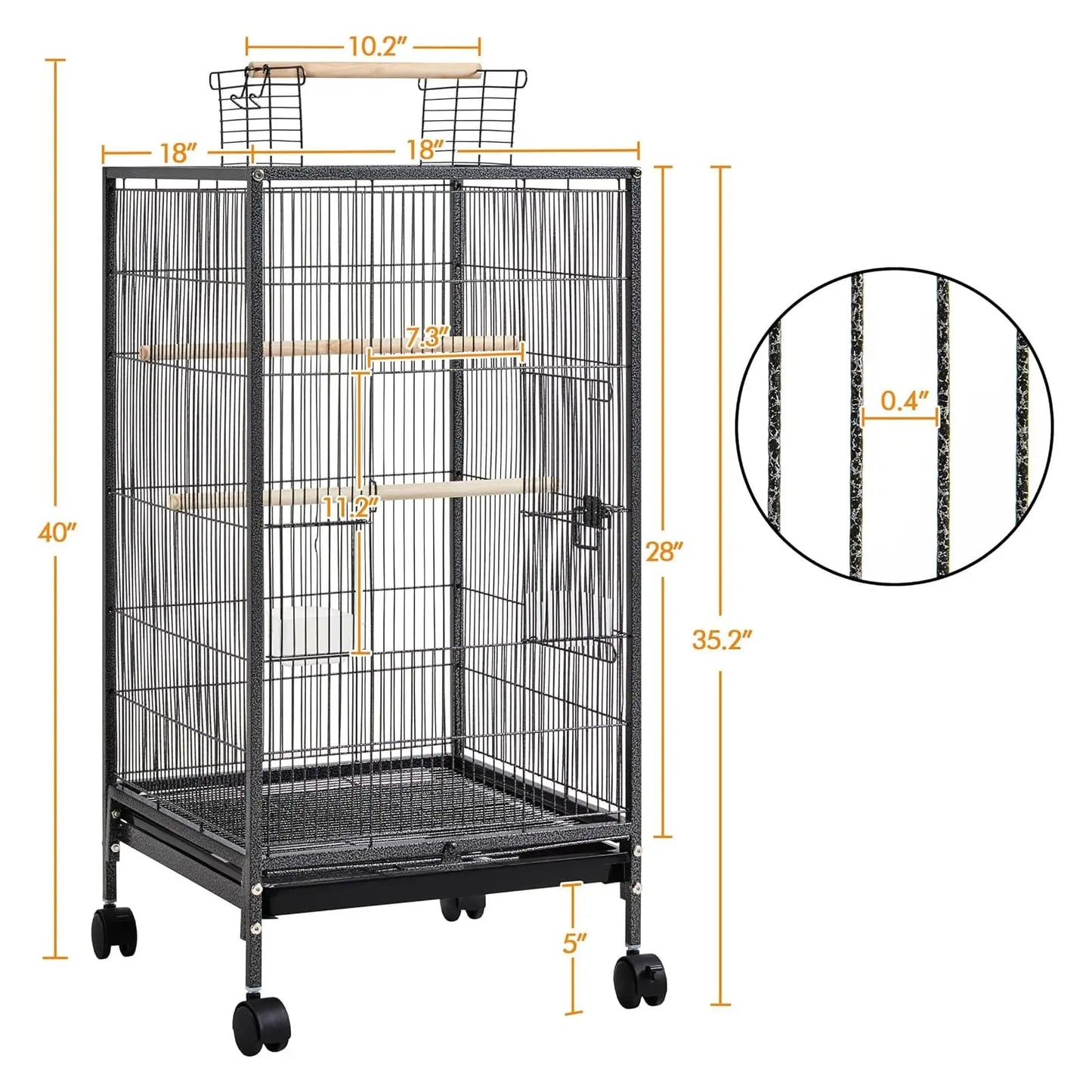 Studyset Small Bird Cage With Top Stand And Wheels