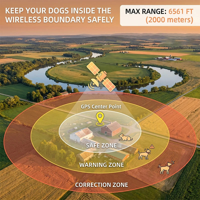 Wireless Dog Training Collar Waterproof Fence With Rechargeable Battery