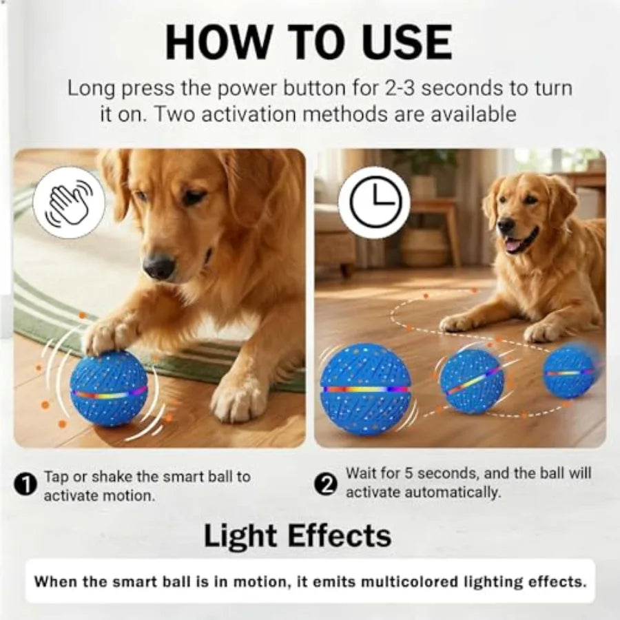 Interactive Dog Ball Toy With RGB Lights ETPU IP54 Waterproof