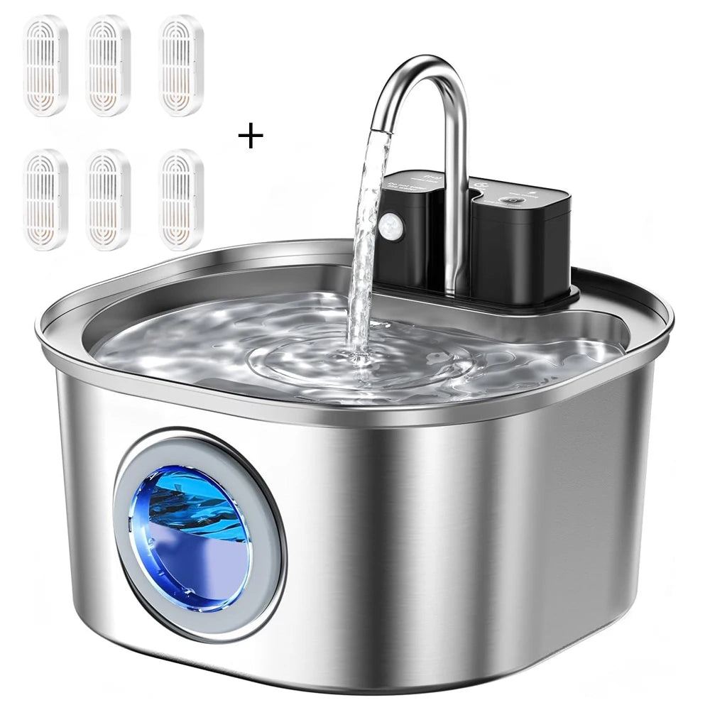 Weomg Stainless Steel Wireless Sensor Water Fountain For Cats Dogs