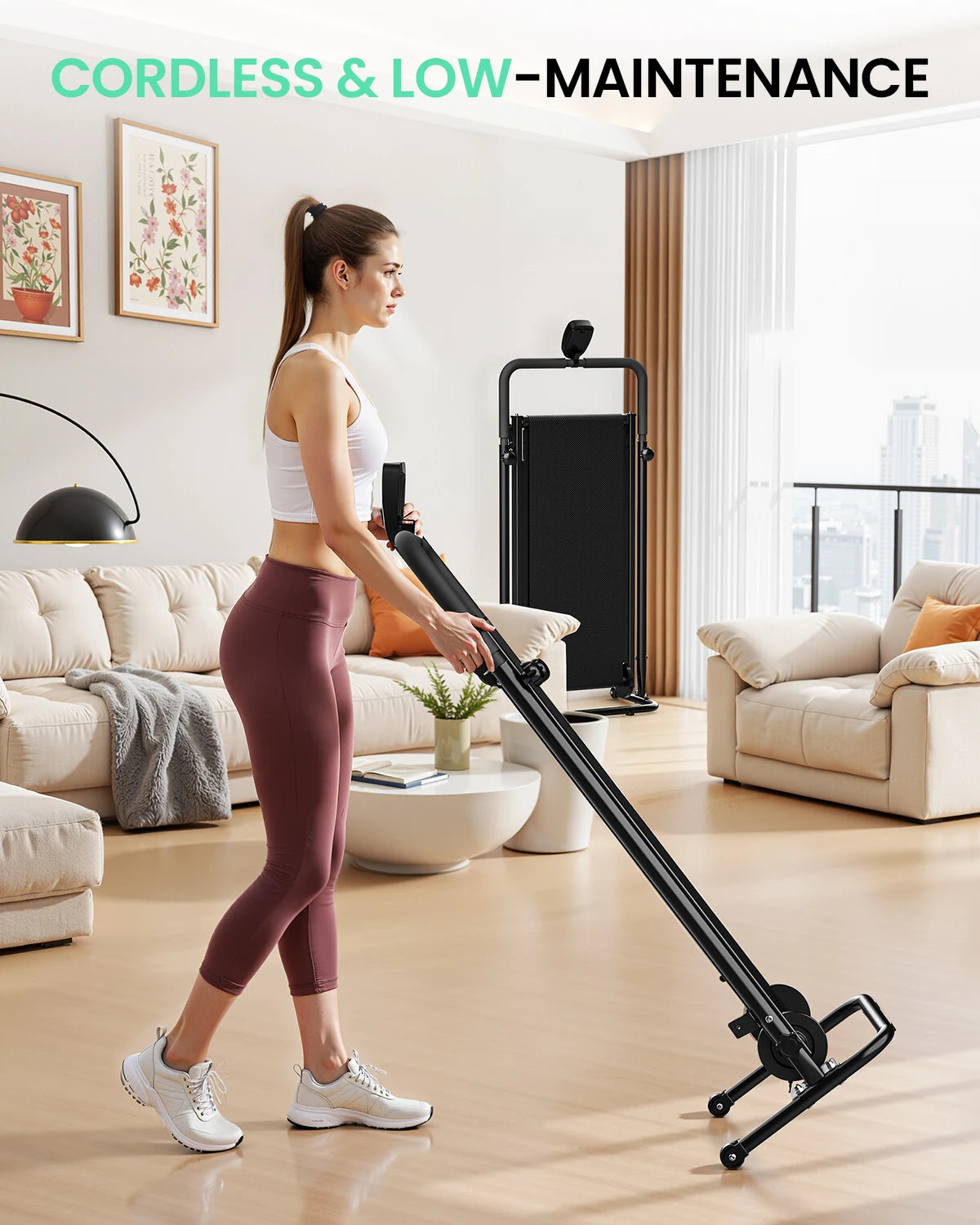 AKLUER Non Electric Treadmill With Dual Flywheels And LCD Monitor