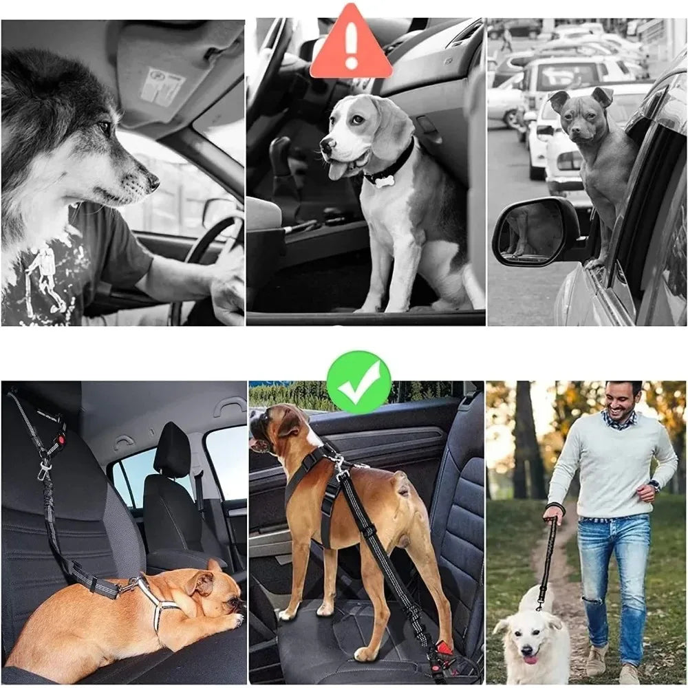 2 In 1 Dog Car Seat Belt Headrest Restraint Reflective