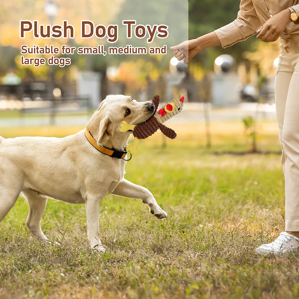 5 Pack Plush Squeaky Dog Toys Variety Bundle