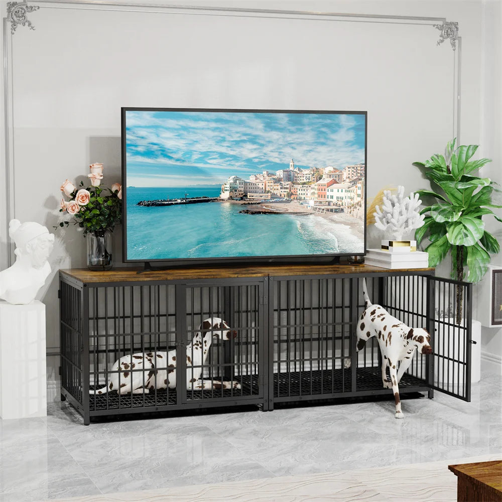 Borwart Wooden Dog Crate Furniture Style Elevated Pet Cage