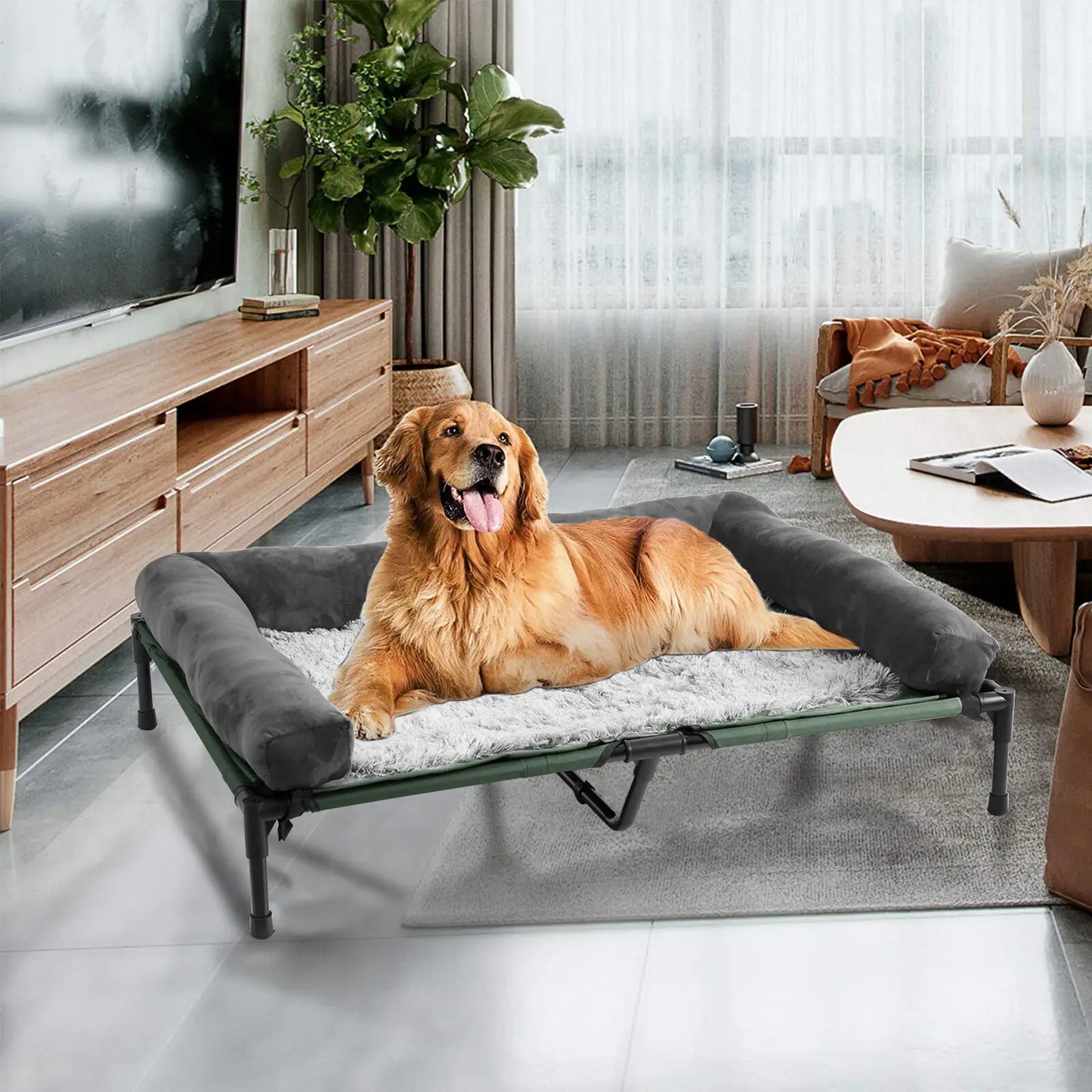 BINGOPAW Elevated Pet Lounger Bed for Dogs and Cats
