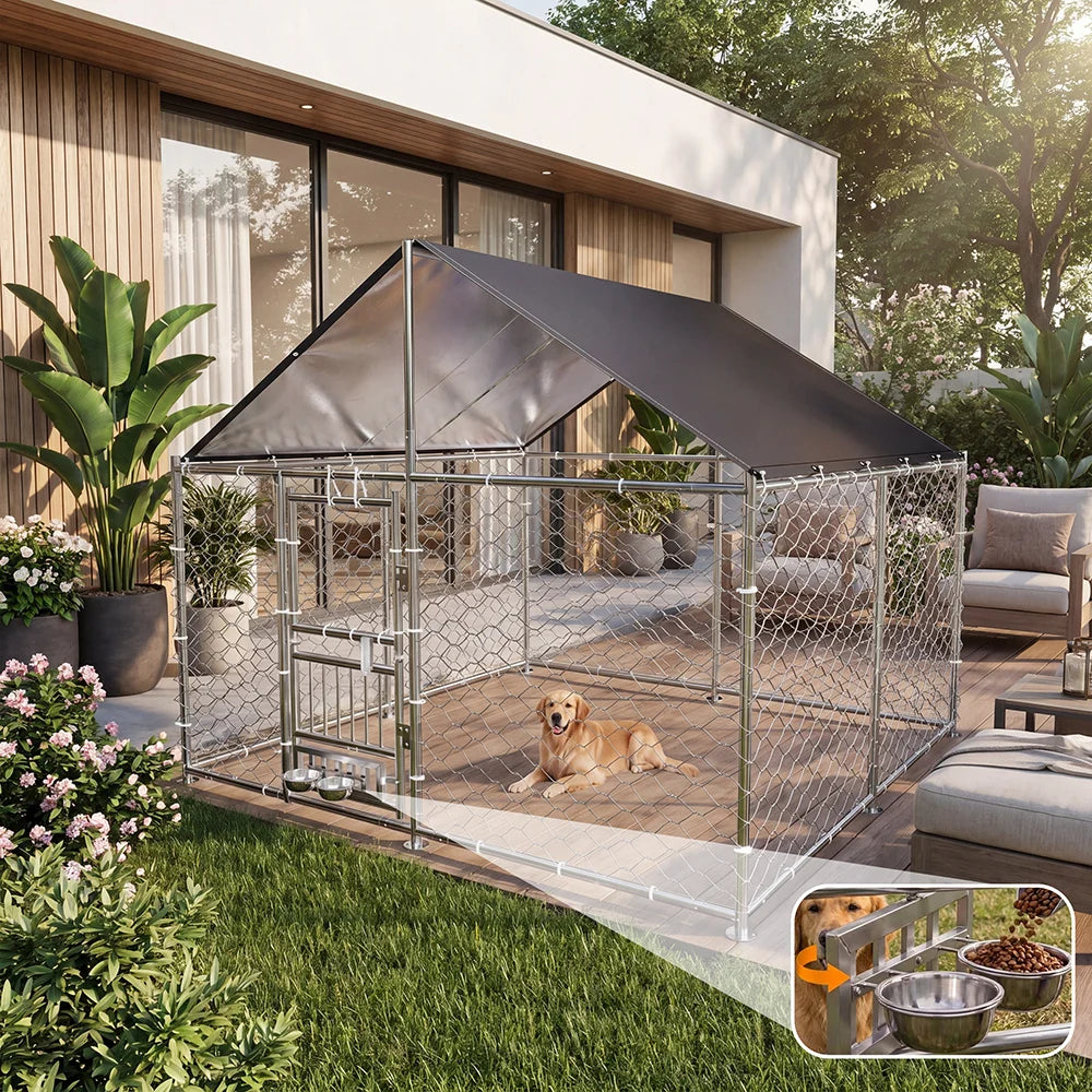 Heavy Duty Large Outdoor Dog Kennel With Dual Opening Doors