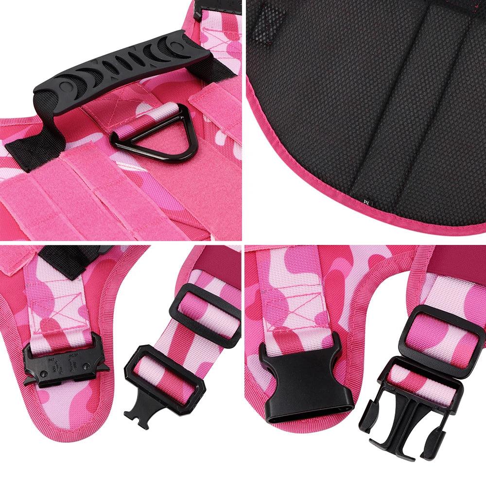 Military Camouflage Dog Harness Tactical Nylon Vest For Training