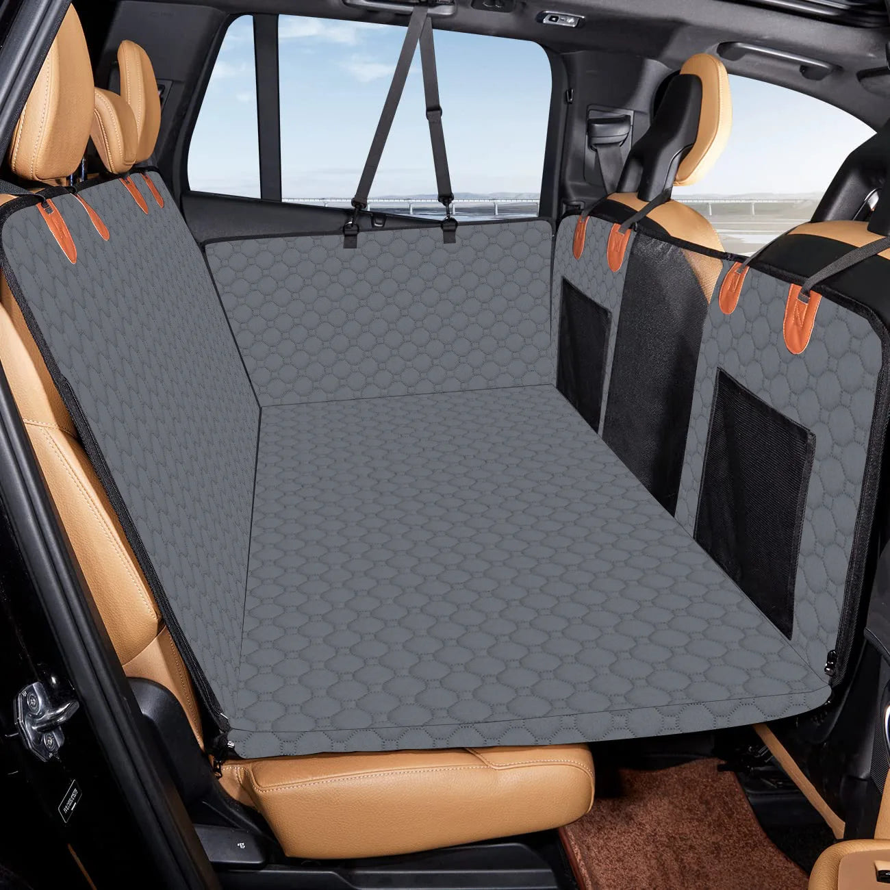 Waterproof Nylon Back Seat Pet Cover With Safety Belt