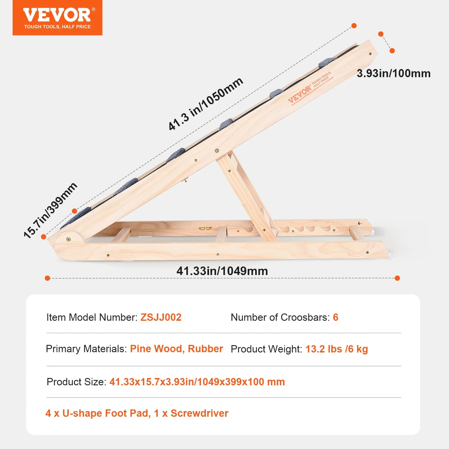 SucceBuy Adjustable Wooden Folding Pet Ramp For Stairs