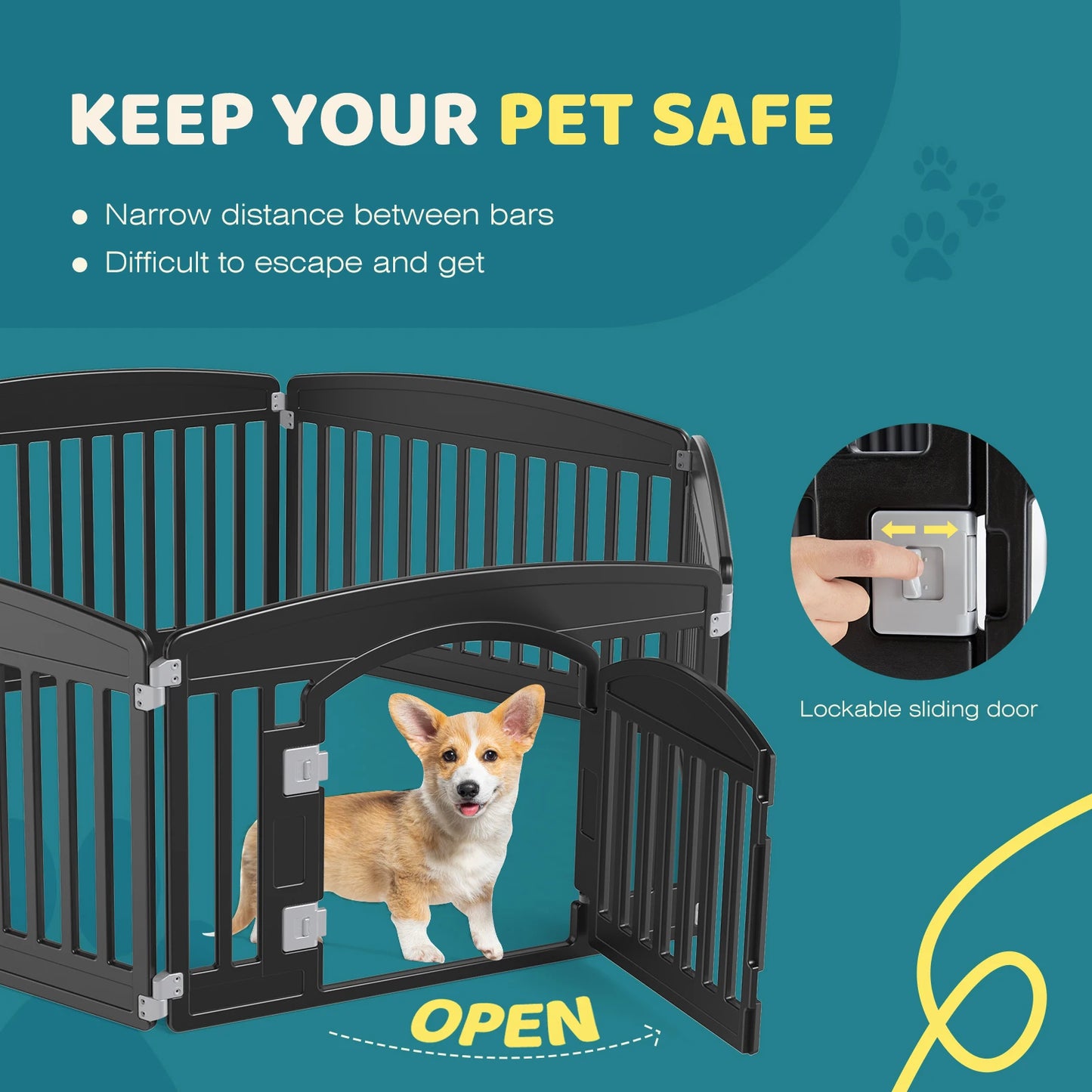 JHK Plastic Dog Playpen Expandable Fence For Medium Dogs Indoor
