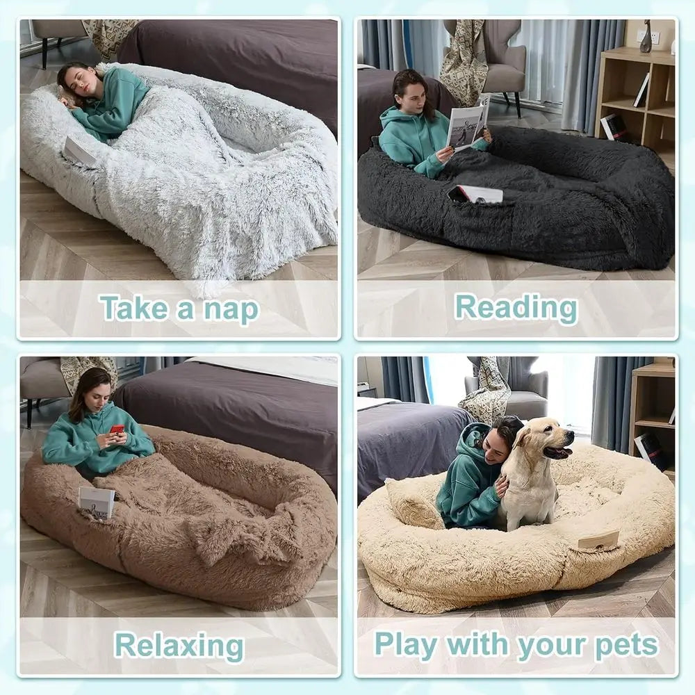 Orthopedic Dog Bed With Faux Fur Washable For Pets