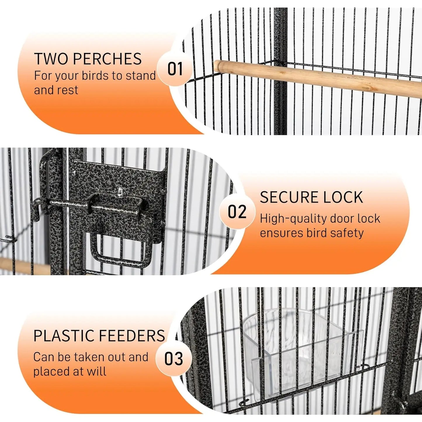 Wrought Iron Parakeet Cage On Wheels With Slide Out Tray
