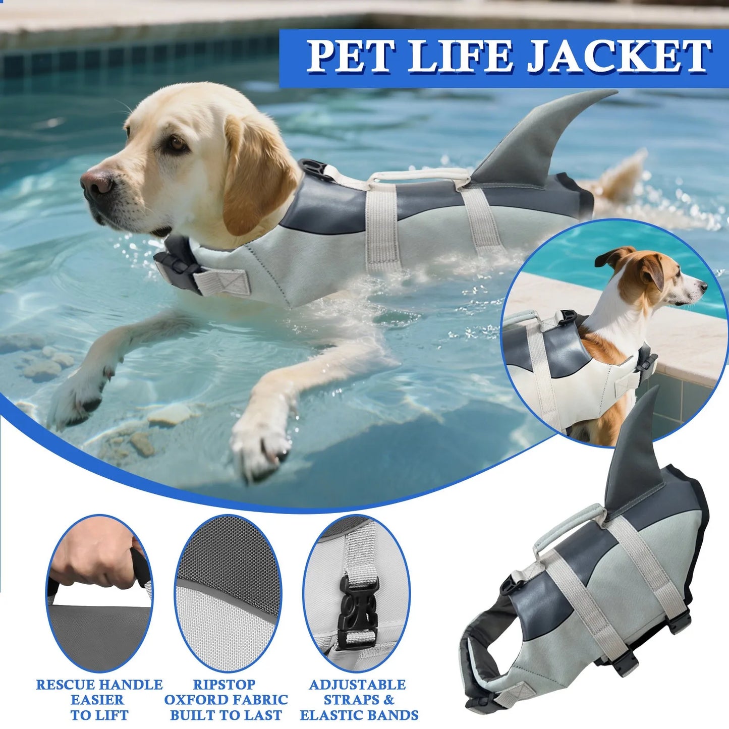 Dog Life Jacket With Handle For Safe Swimming And Surfing