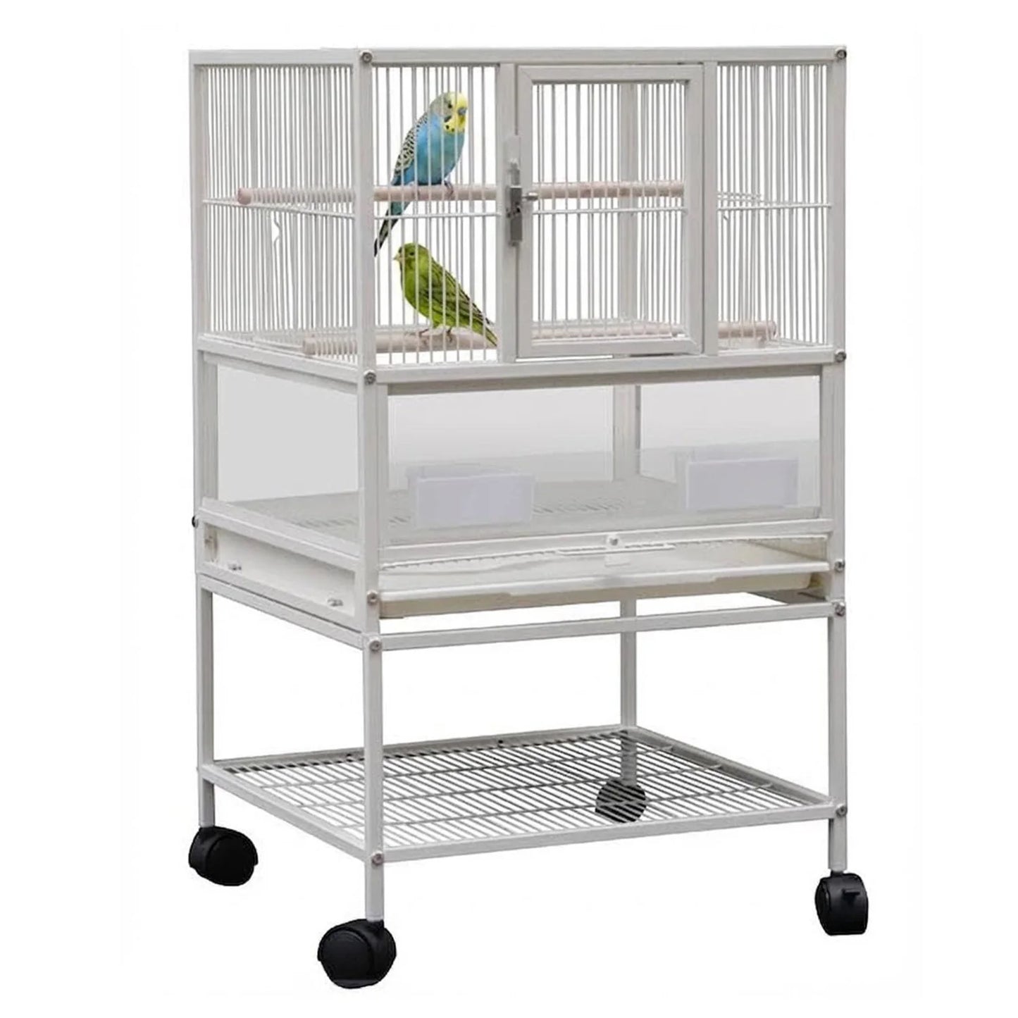 Himiss 32 Inch White Bird Cage With Stand And Travel Base