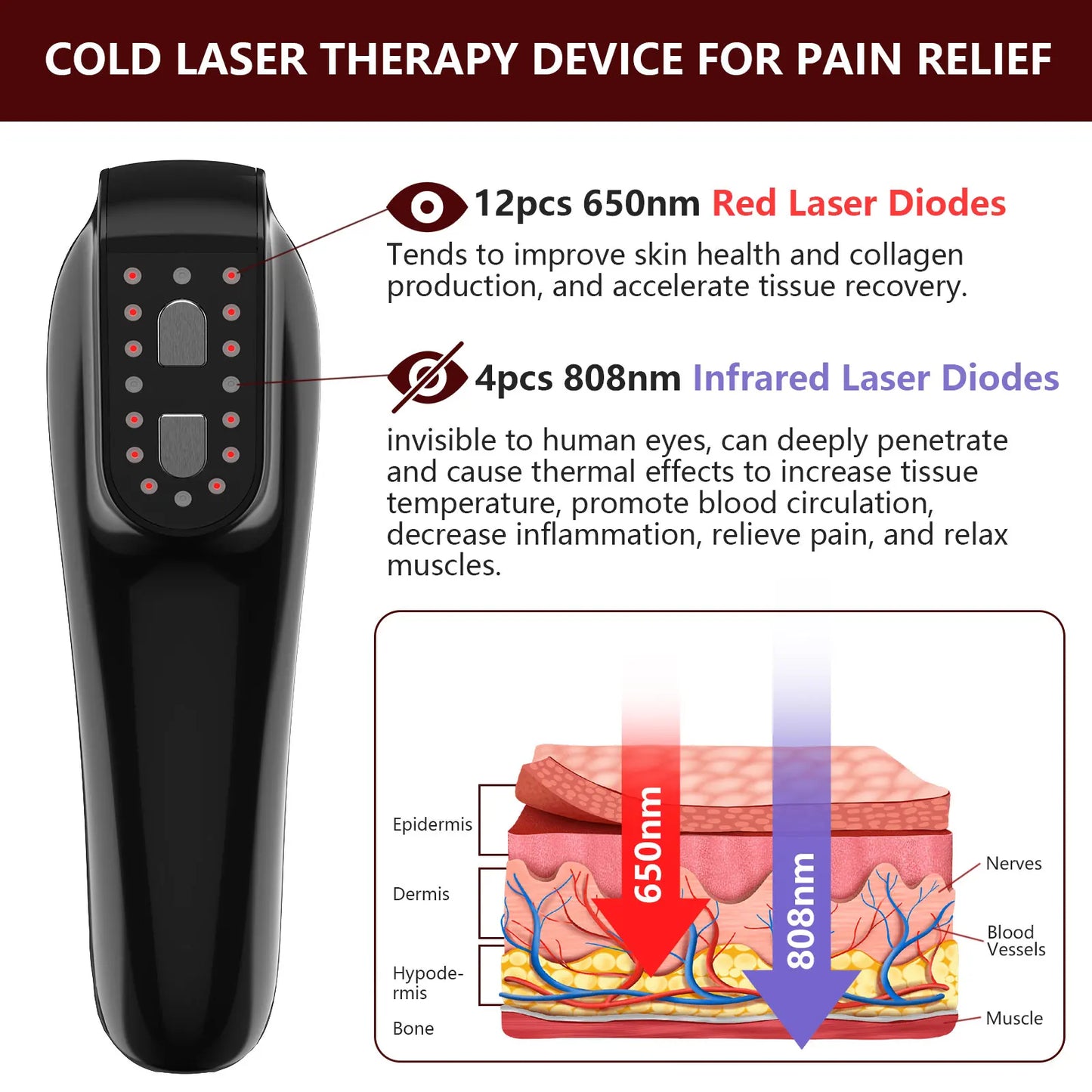 Upgraded 3 In 1 Laser Therapy Device for Muscle And Joint Relief