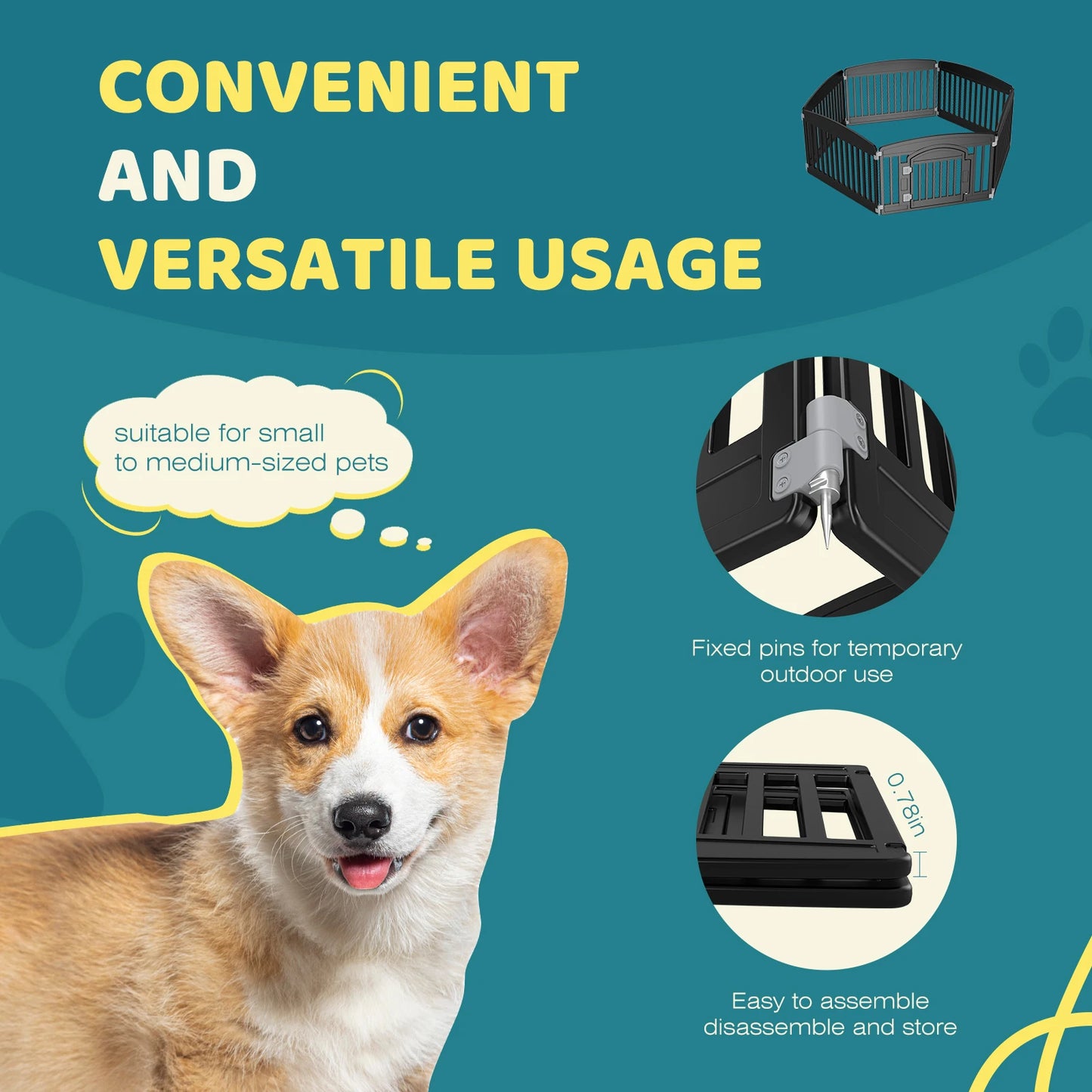 JHK Plastic Dog Playpen Expandable Fence For Medium Dogs Indoor