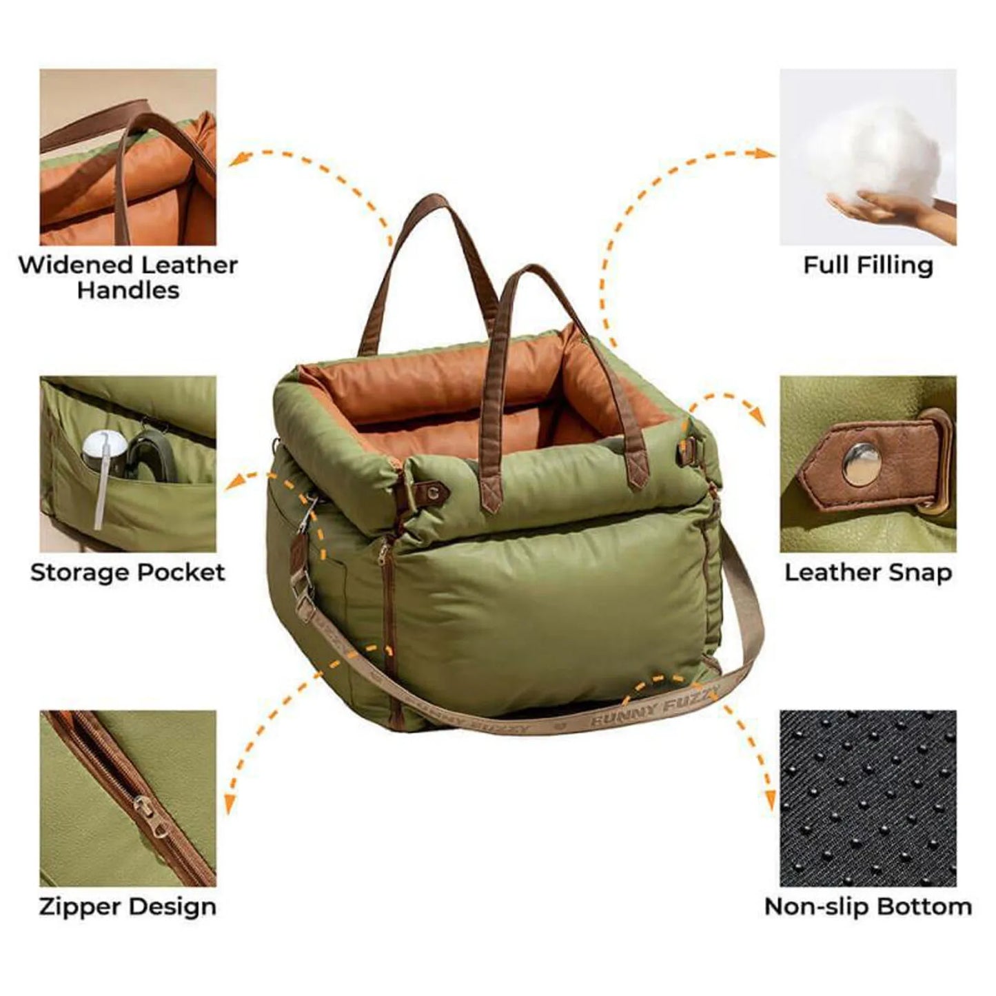 Portable Waterproof Pet Car Seat With Adjustable Safety Harness