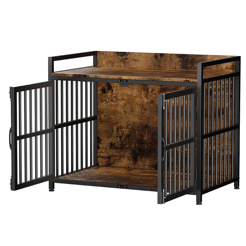 Multifunctional Wood End Table With Flip Top And Pet Crate