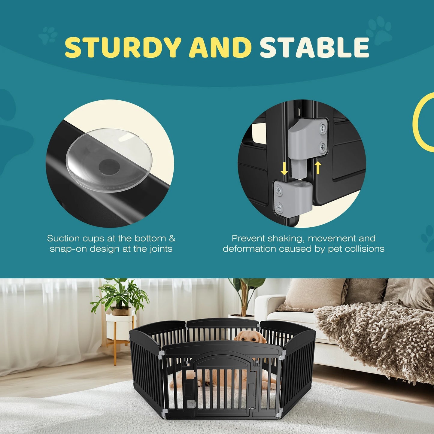 JHK Plastic Dog Playpen Expandable Fence For Medium Dogs Indoor
