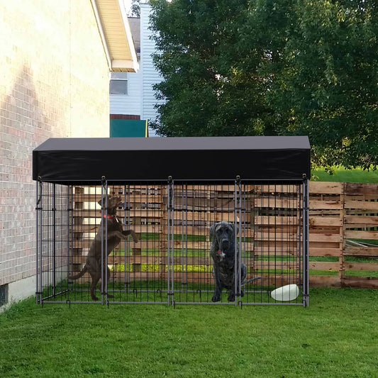 BINGOPAW Heavy Duty Welded Wire Dog Kennel With Waterproof Cover